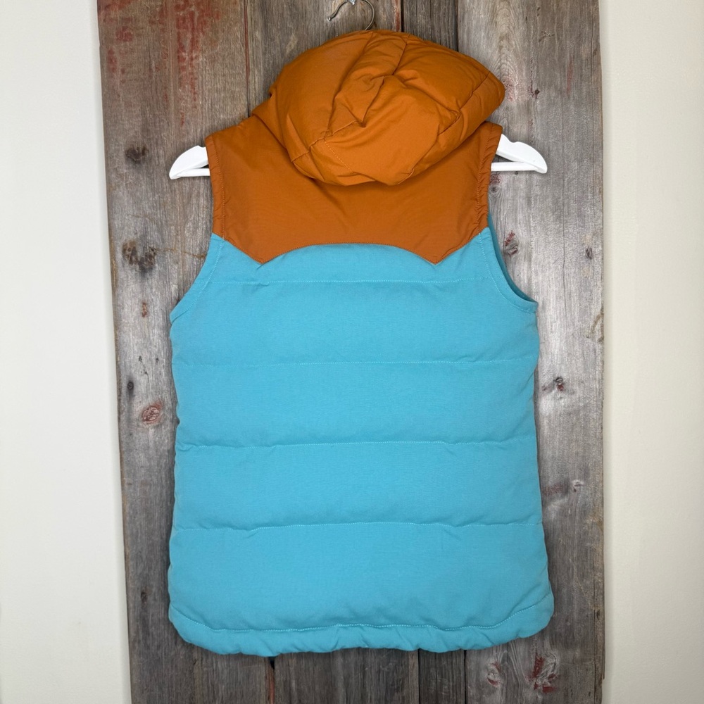 Patagonia Bivy Two-Tone Puffer Vest in Teal and Rust Mushroom Lining XS - Picture 6 of 11